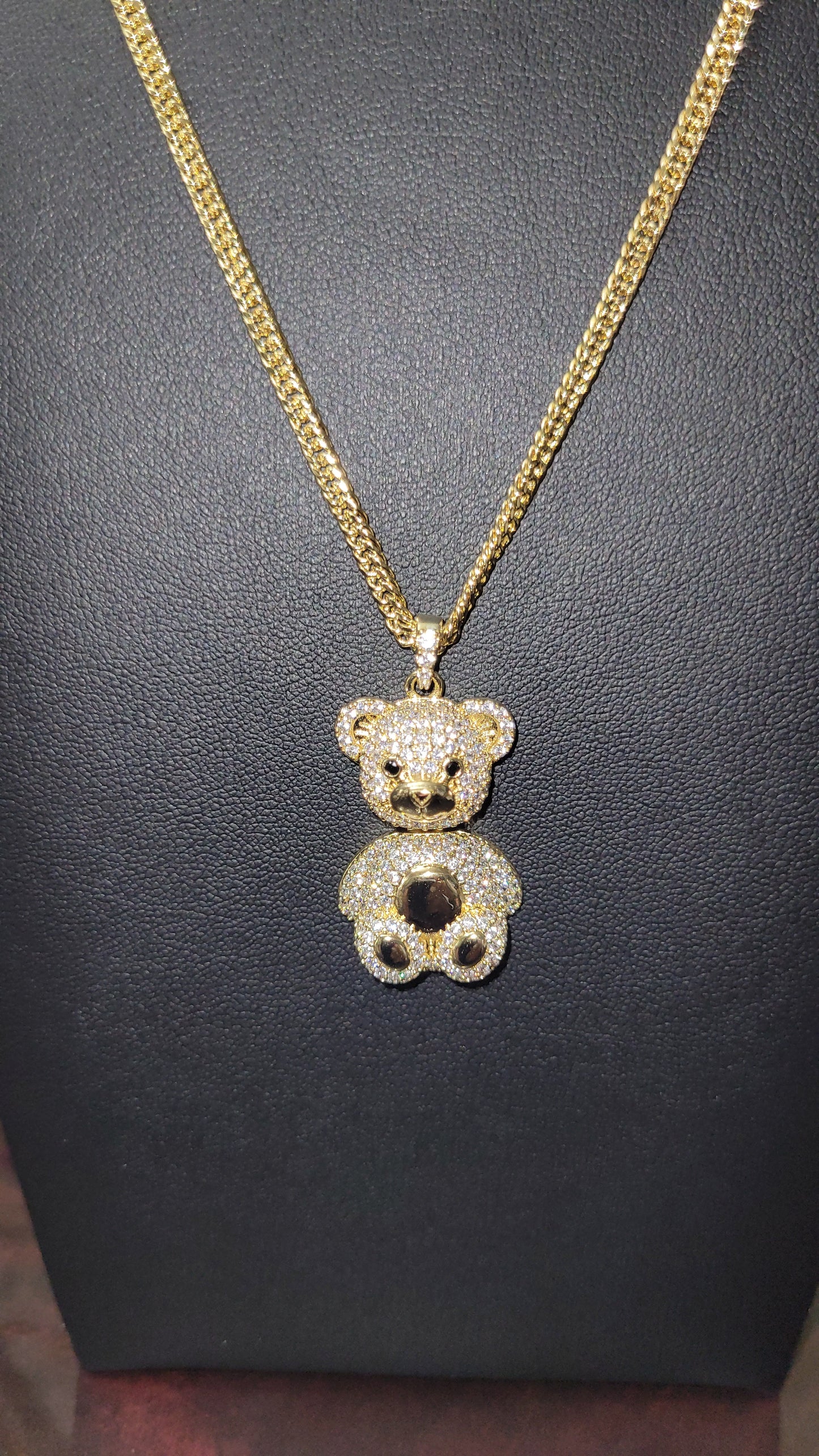 14k Gold Plated Necklace w/Zircon Bear