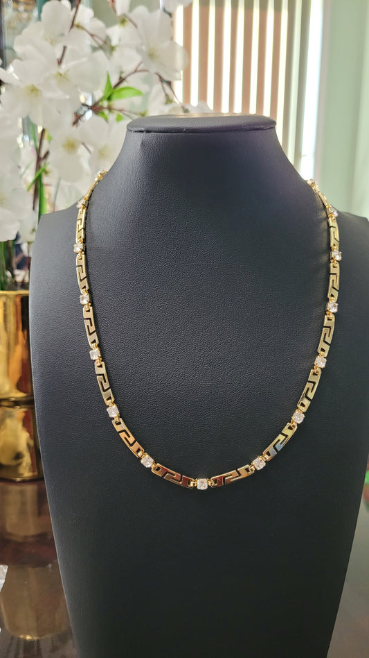 14k Gold Plated Necklace w/Zirconia