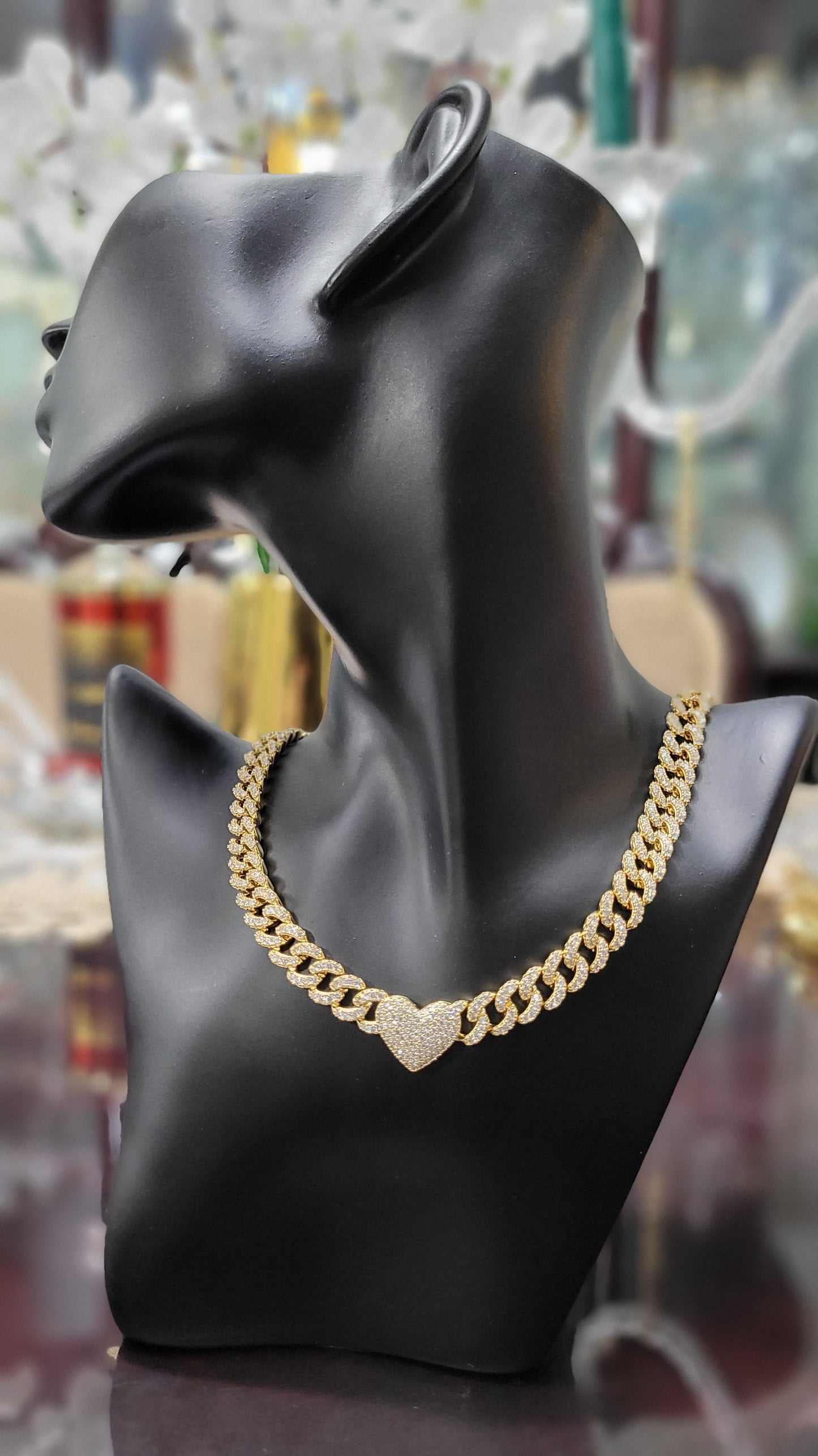 14k Gold Plated Zirconia Chain w/ Heart