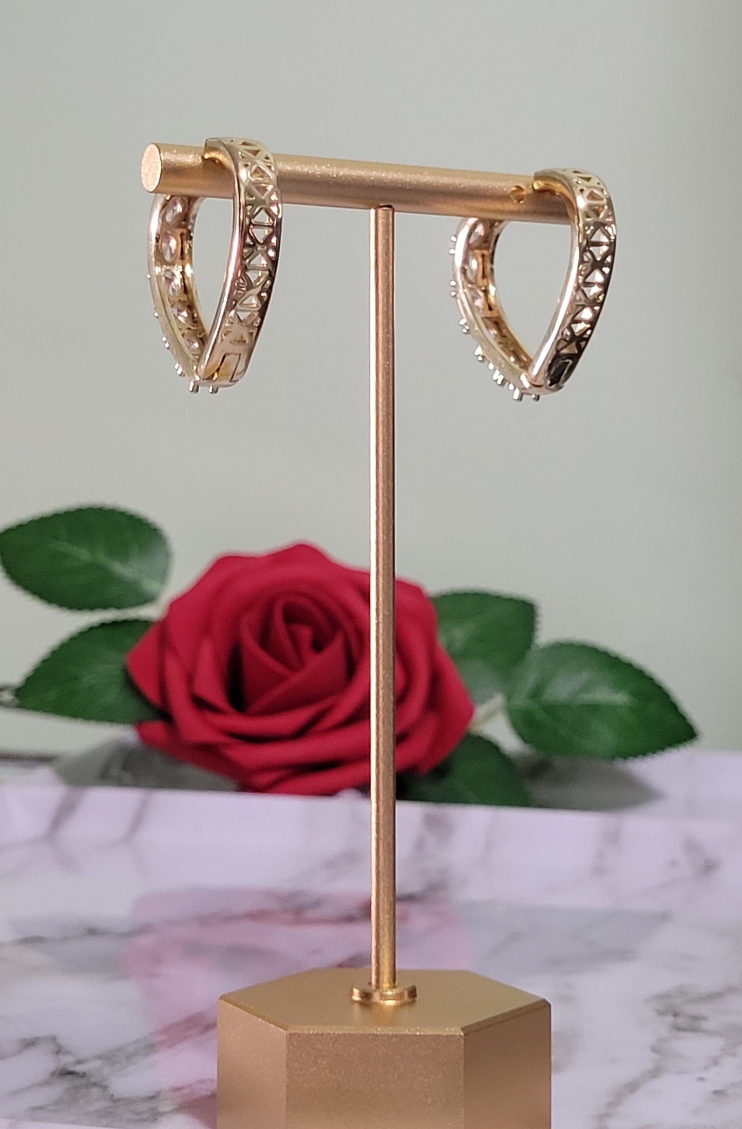 14k Gold Plated Zirconia Heart Earrings