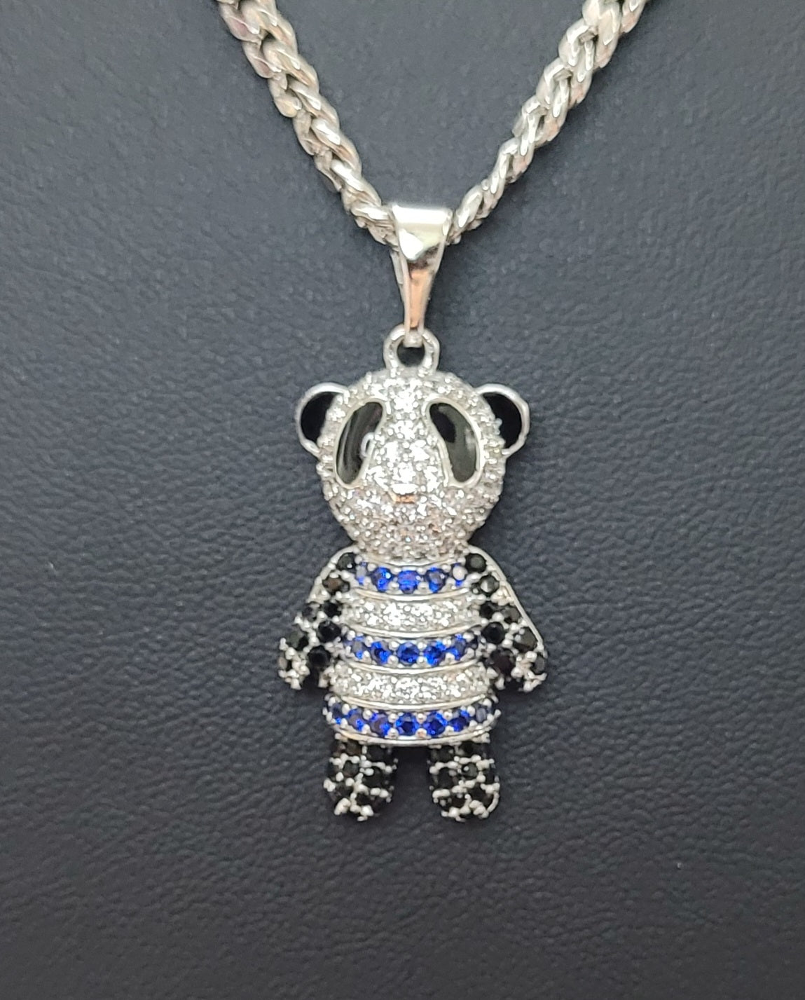 Silver Plated Cuban Chain w/Zirconia Panda