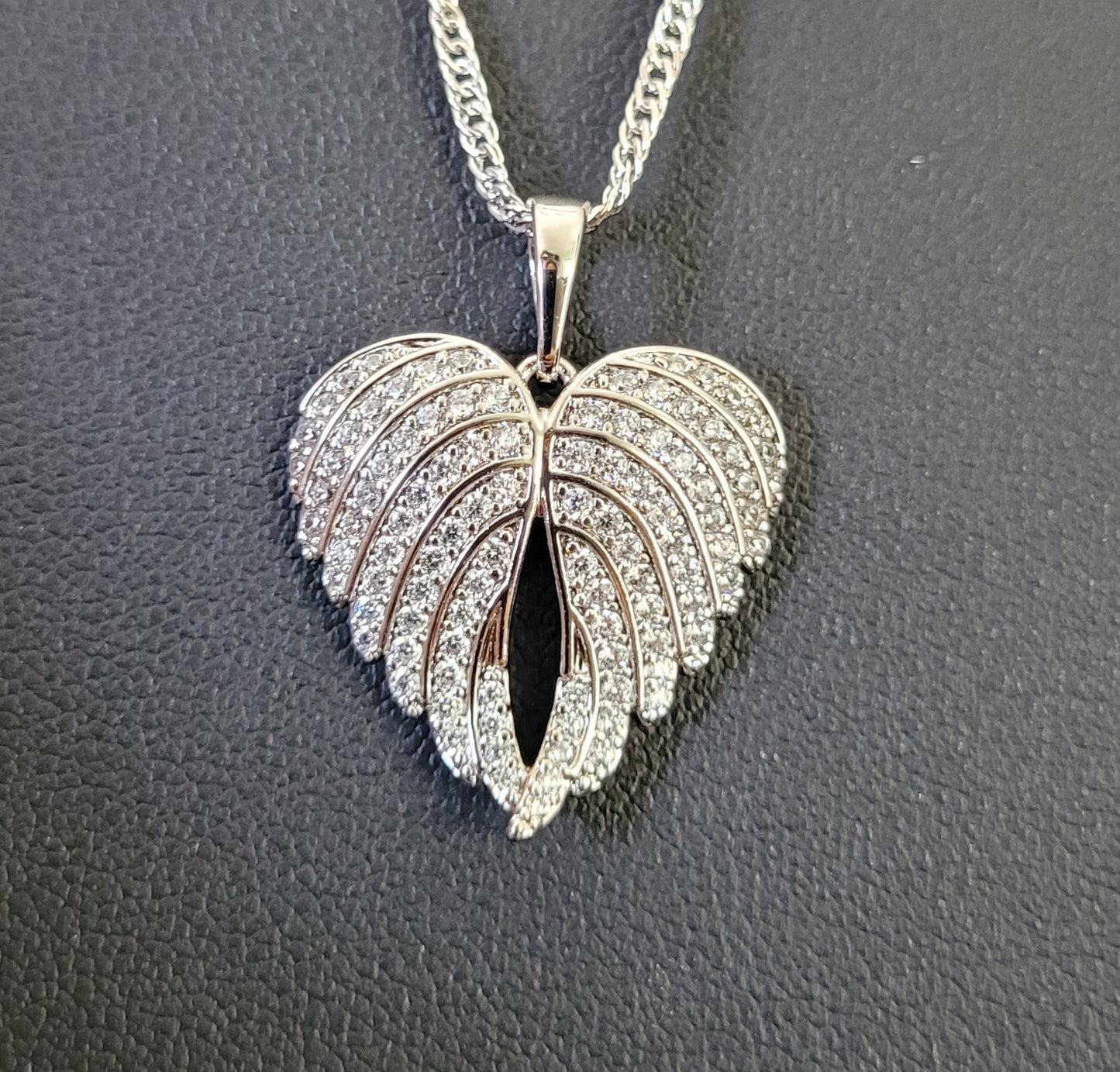 Silver Plated Necklace w/ Angel Wing Heart