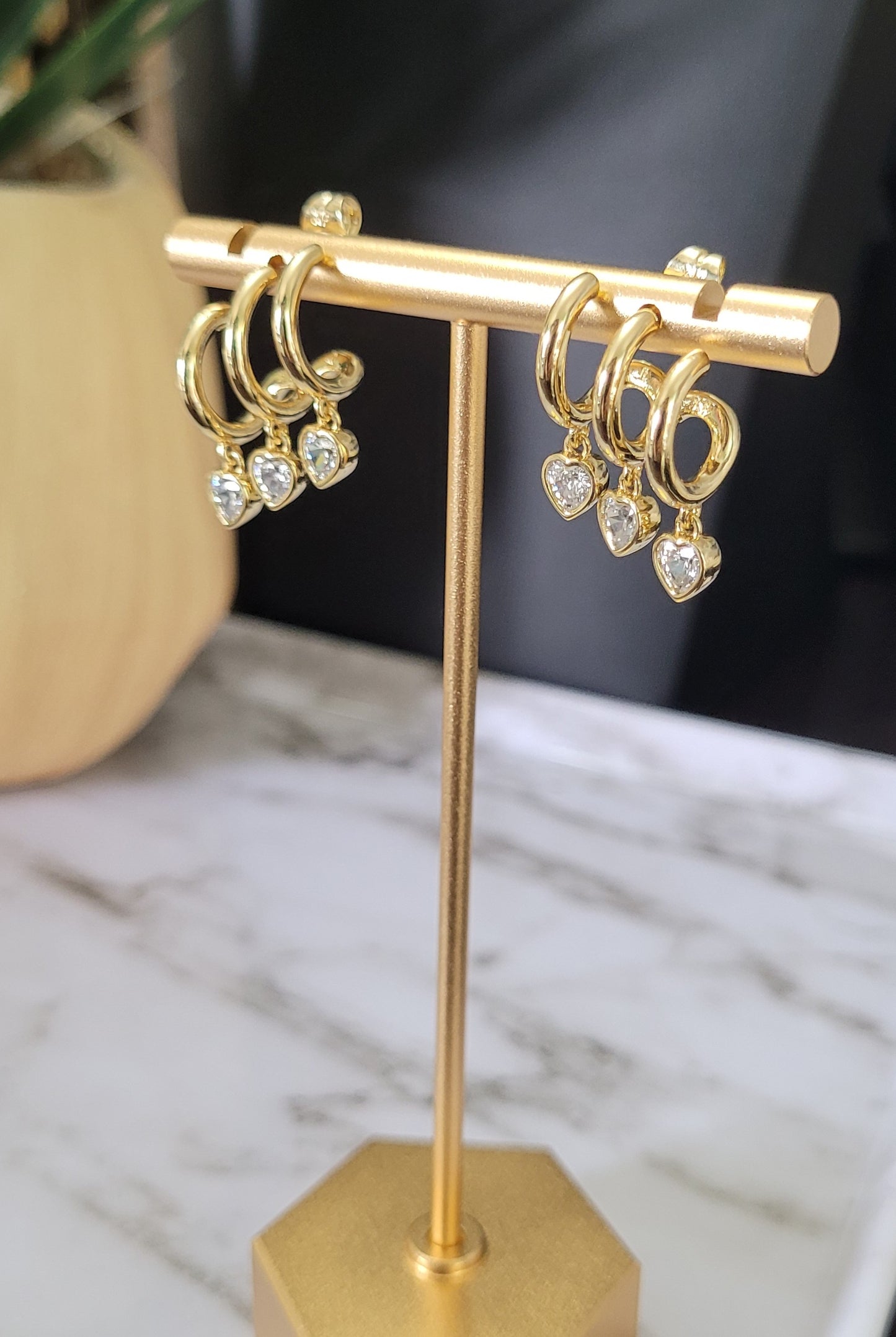 14k Gold Plated Heart Earrings