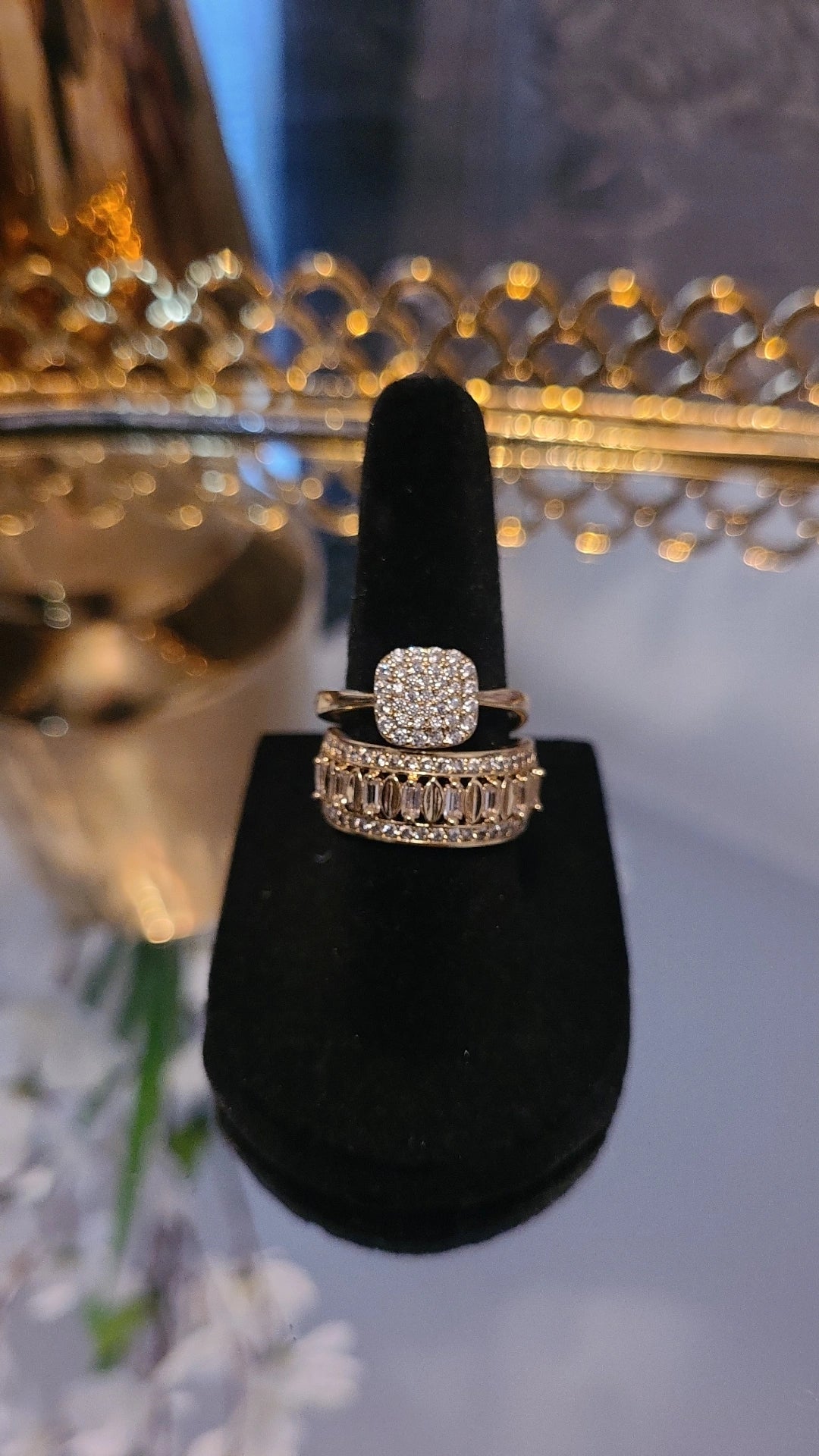 Gold Plated Cubic Zirconia 2 Ring Set