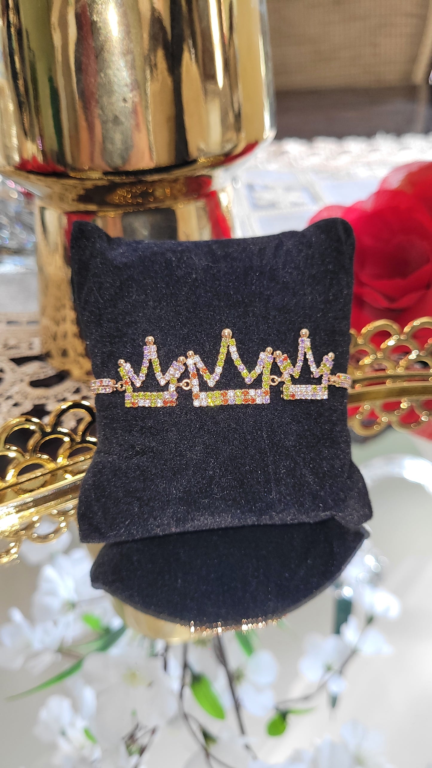 18k Colorful Rhinestones Crown Bracelet