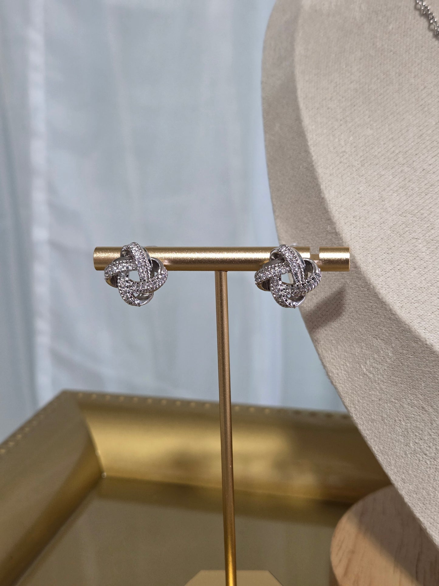 Silver Plated Zirconia Knot Set